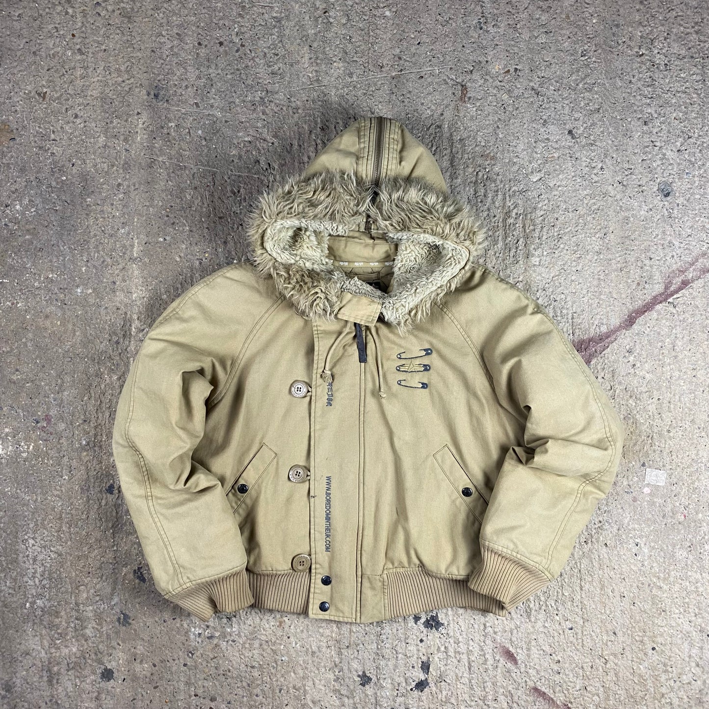 BORING ALPHA CANVAS ZIP HOOD BOMBER